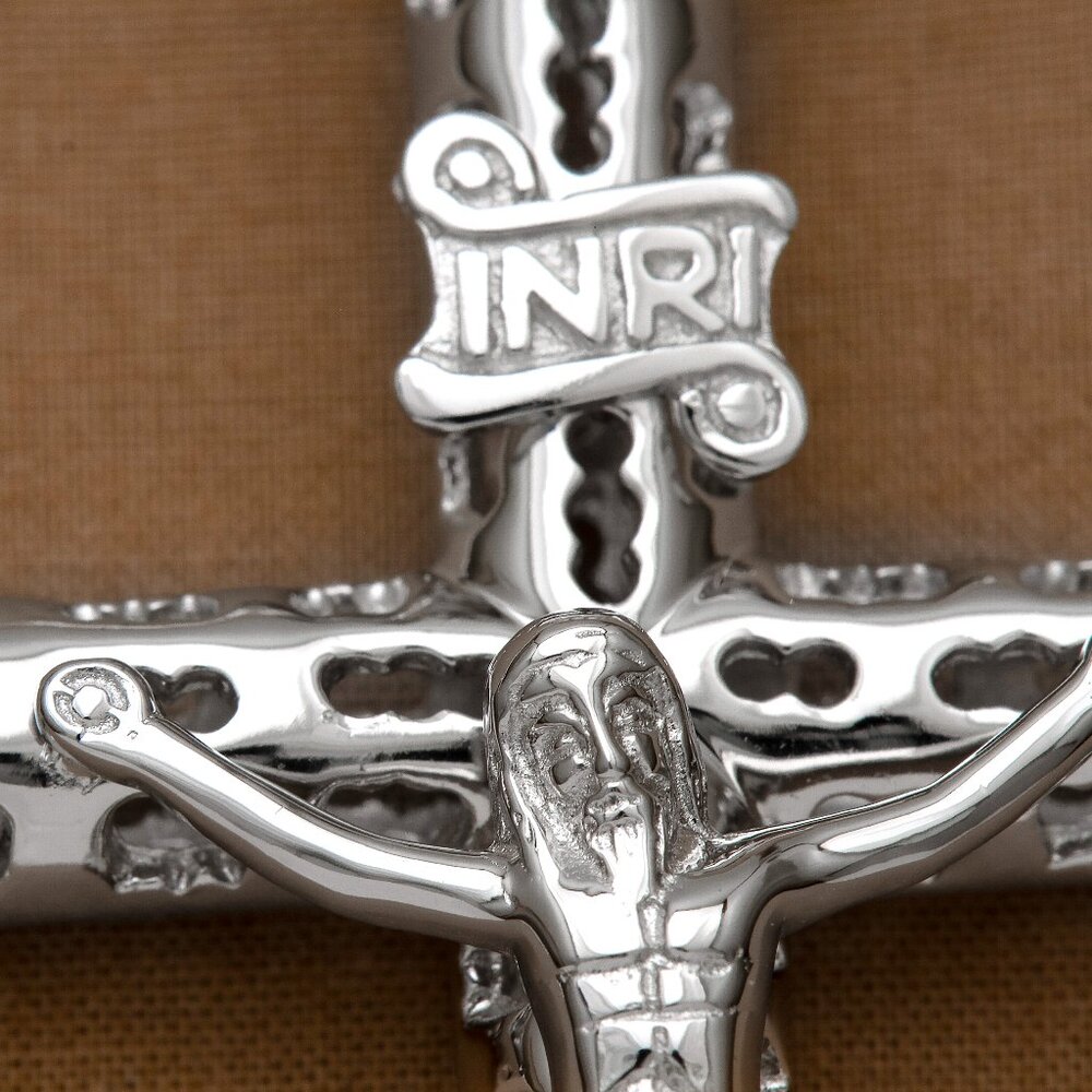 REAL Sterling Silver Thick Heavy Crucifix Pendant, Stamped 925, Christian Cross